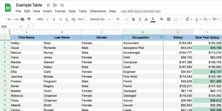 How To Make A Data Table Google Sheets