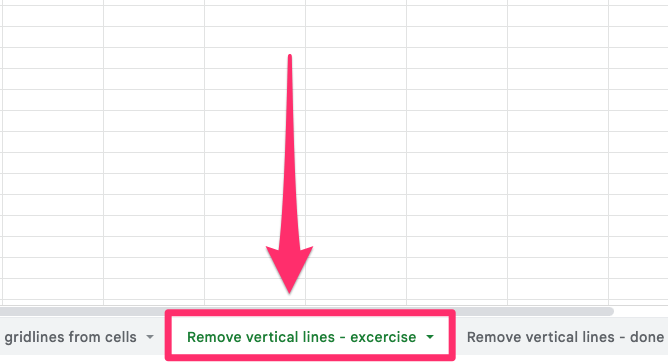 The screenshot shows where to find 'Remove vertical lines - exercise' worksheet