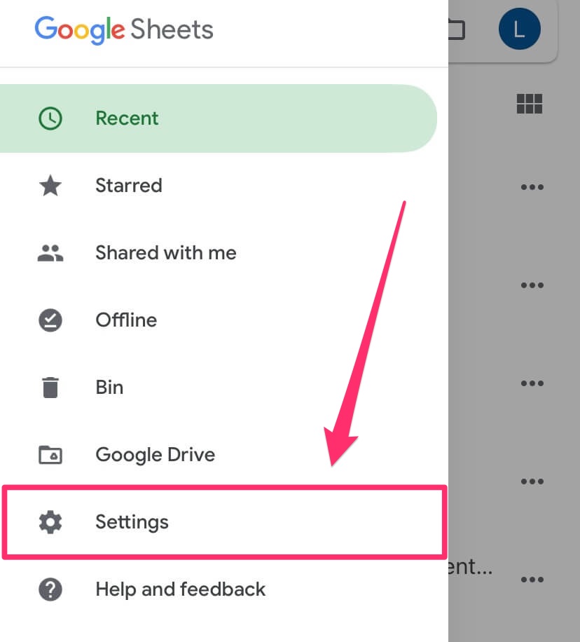Screenshot shows where to find settings after the burger menu is clicked