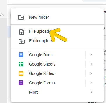 File Upload on google drive