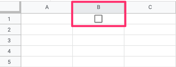 The screenshot shows empty checkbox in B2 cell of our worksheet