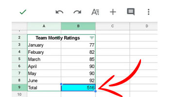 Columns in Google Sheets Mobile App result