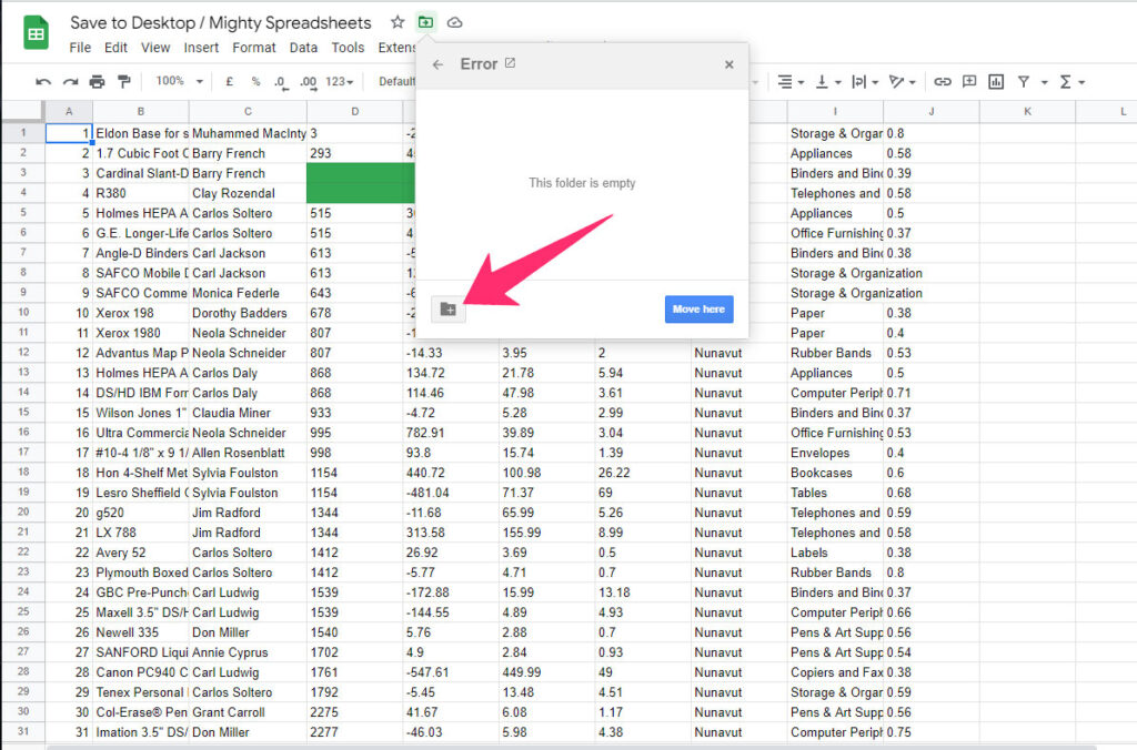 Move files in google drive