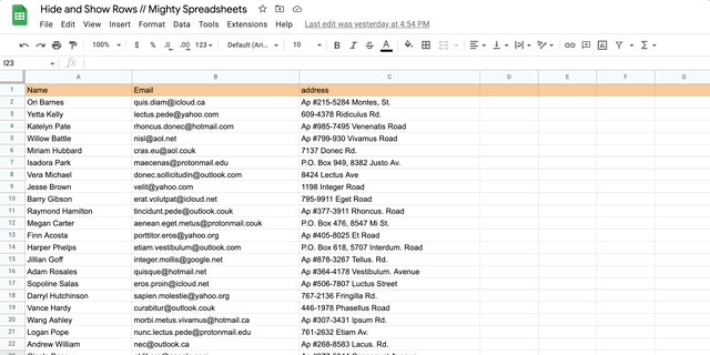 Gif showing how to select multiple rows that are not adjacent to each other with a CTRL/COMMAND key being pressed