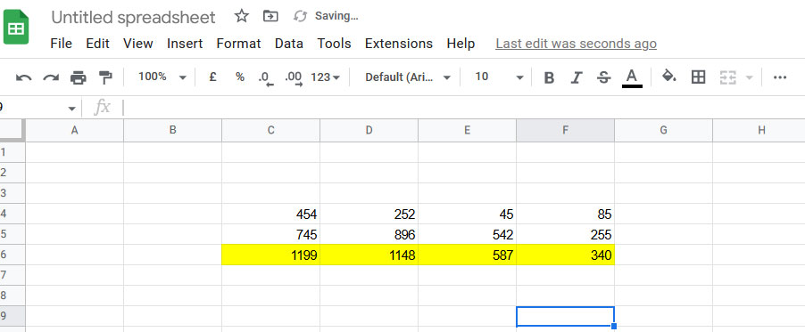 The screenshot shows the final output of PowerTools AUTOSUM option