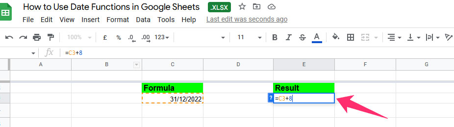 Add Dates in Google Sheets 