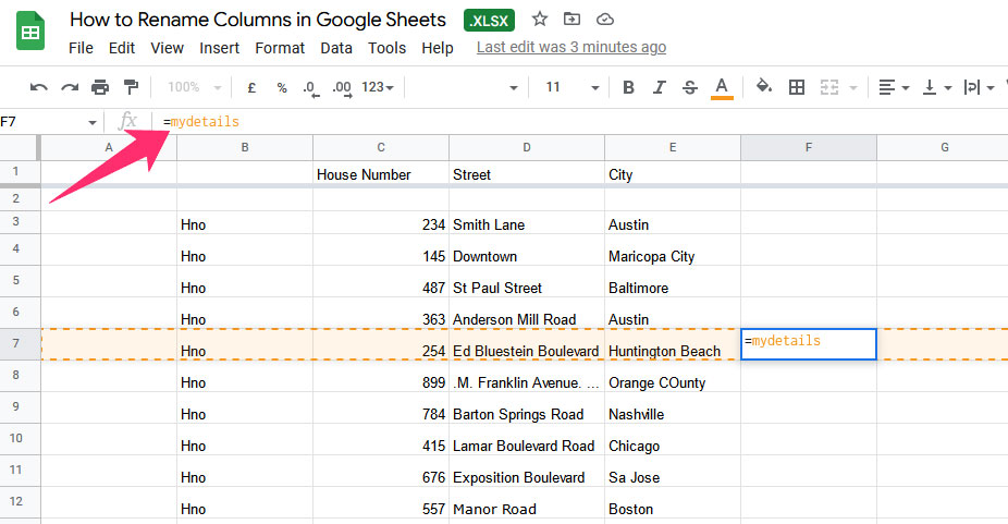 How To Rename Columns In Google Sheets And Label Them As You Wish 