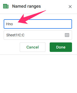 Arrow points on the preferred name input field in the name range section