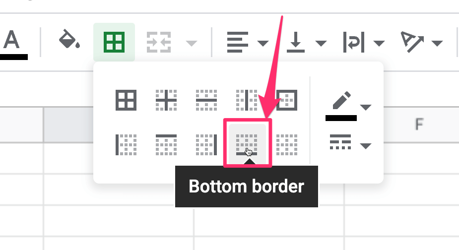 Arrow points on the bottom border icon