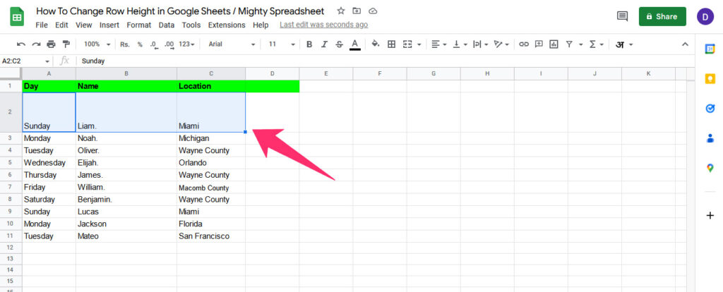 Increase Row Height Manually with Click and Drag