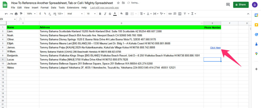 Link to Another Spreadsheet Using the HYPERLINK Method