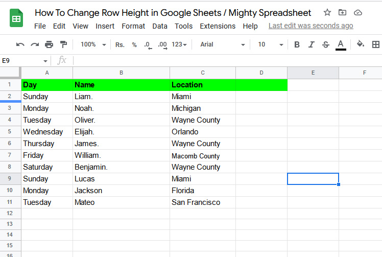 Manually with Click and Drag with row