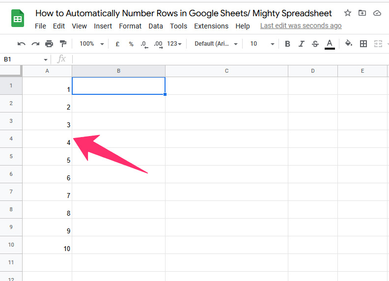 How To Automatically Number Rows In Google Sheets