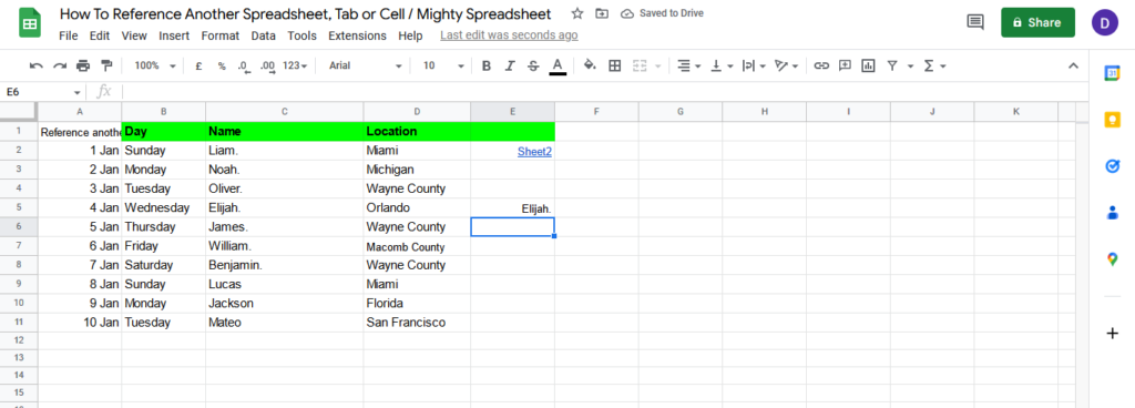 Reference Another Cell in the Same Sheet 