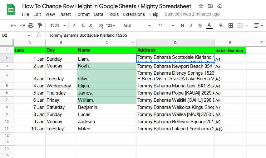 click on Row Height with Double-Click