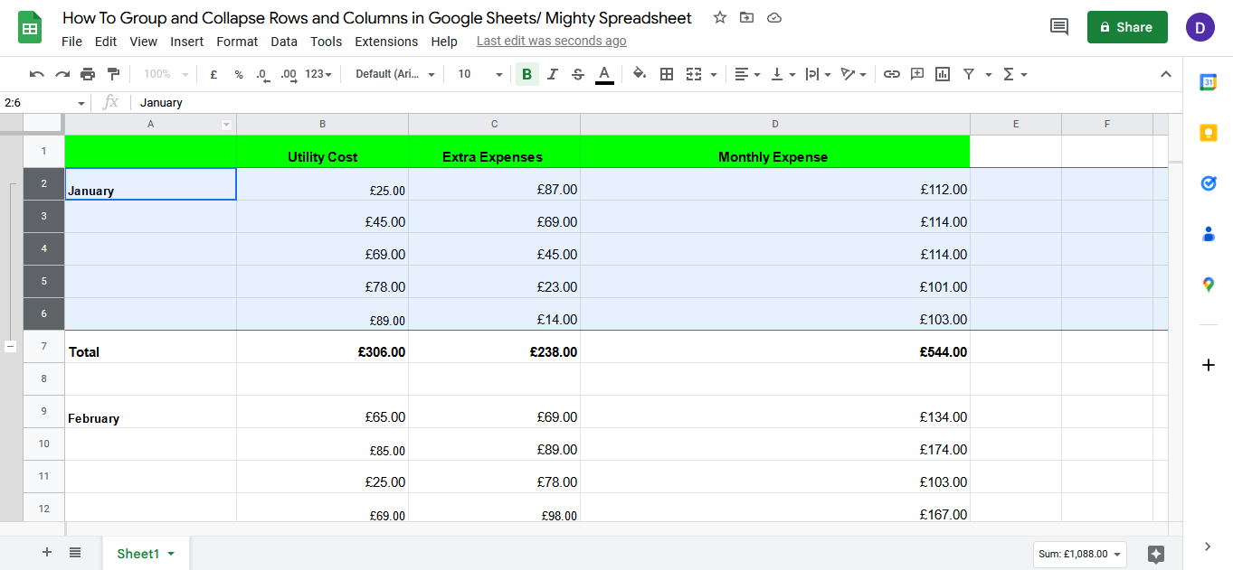 How To Group and Collapse Rows and Columns in Google Sheets - Mighty ...