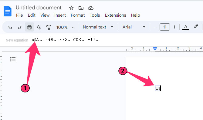 Delta Symbol in google docs