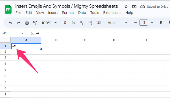 Insert Symbols In Google Sheets