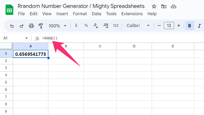 =RAND() formula