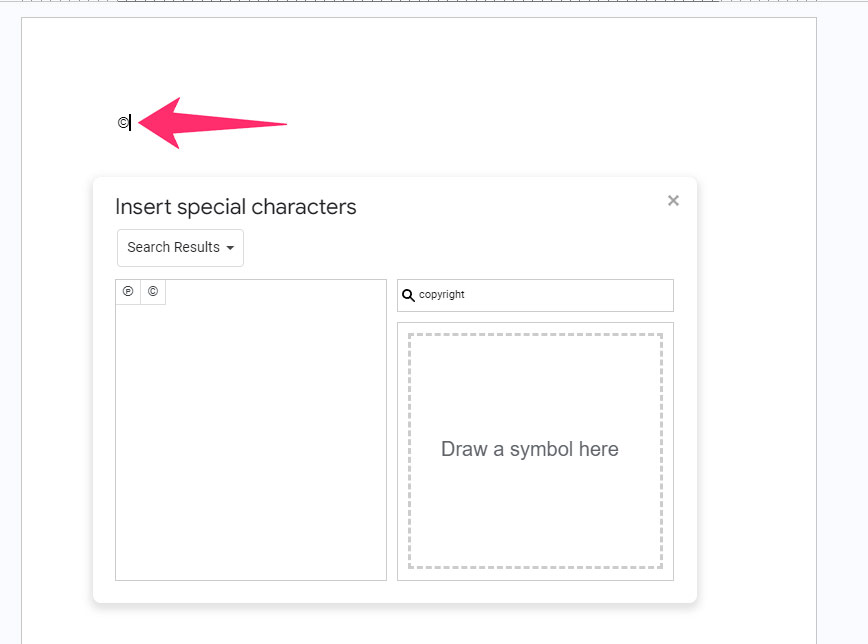 copyright symbol in google docs