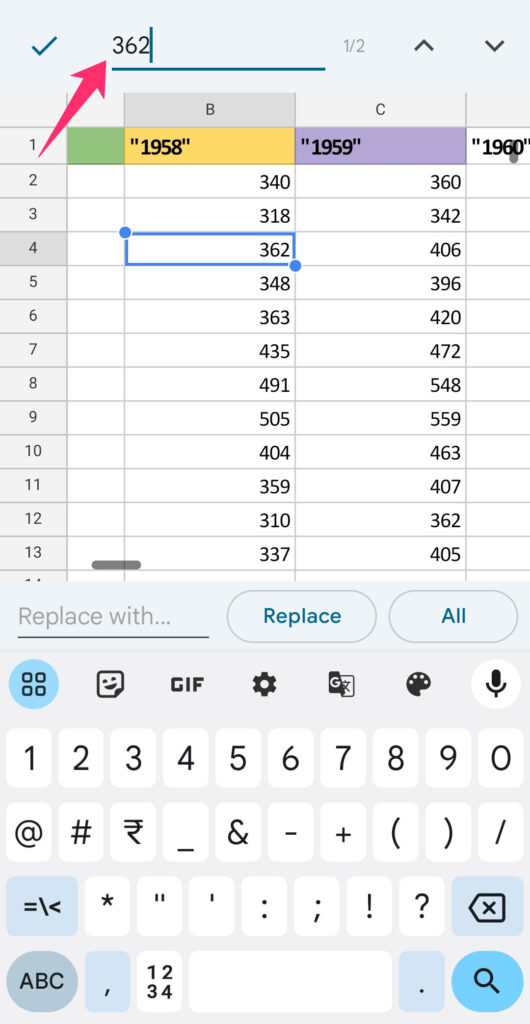 Search In Google Sheets Mobile App