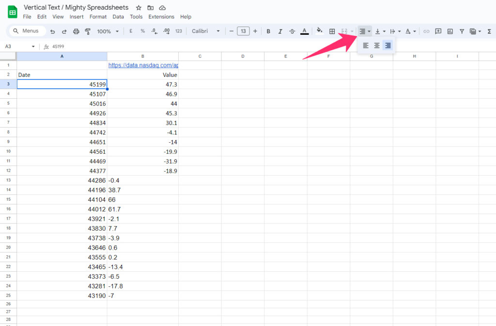 Horizontal Align in sheets