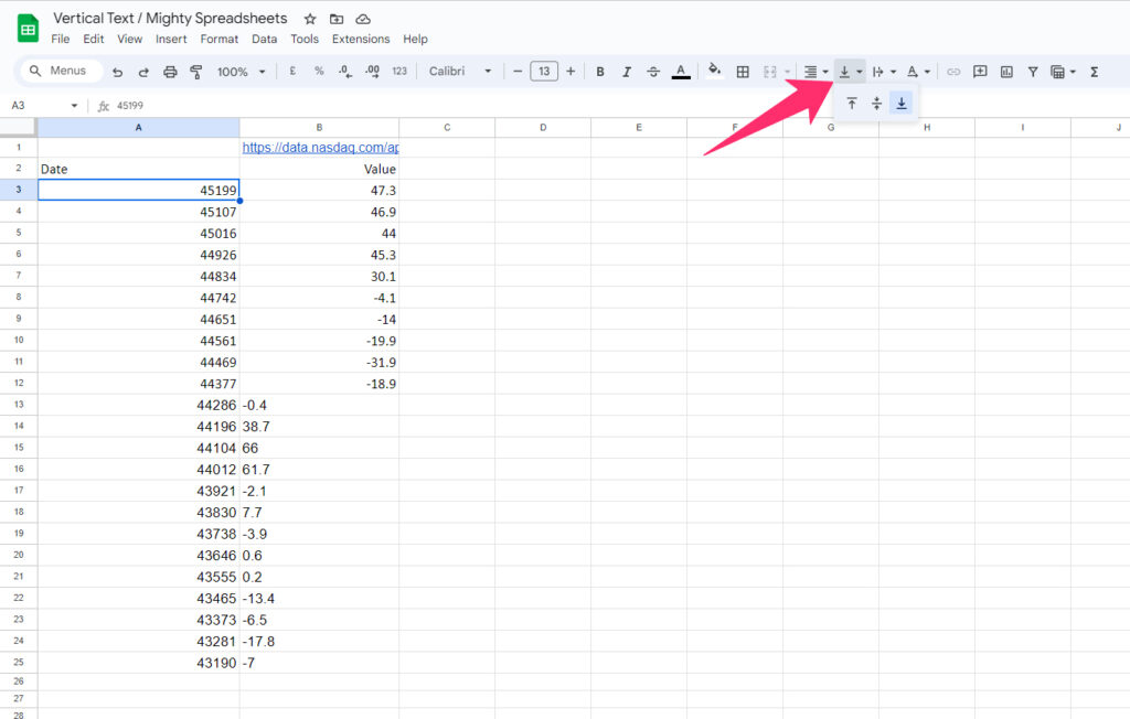 Vertical Align in sheets