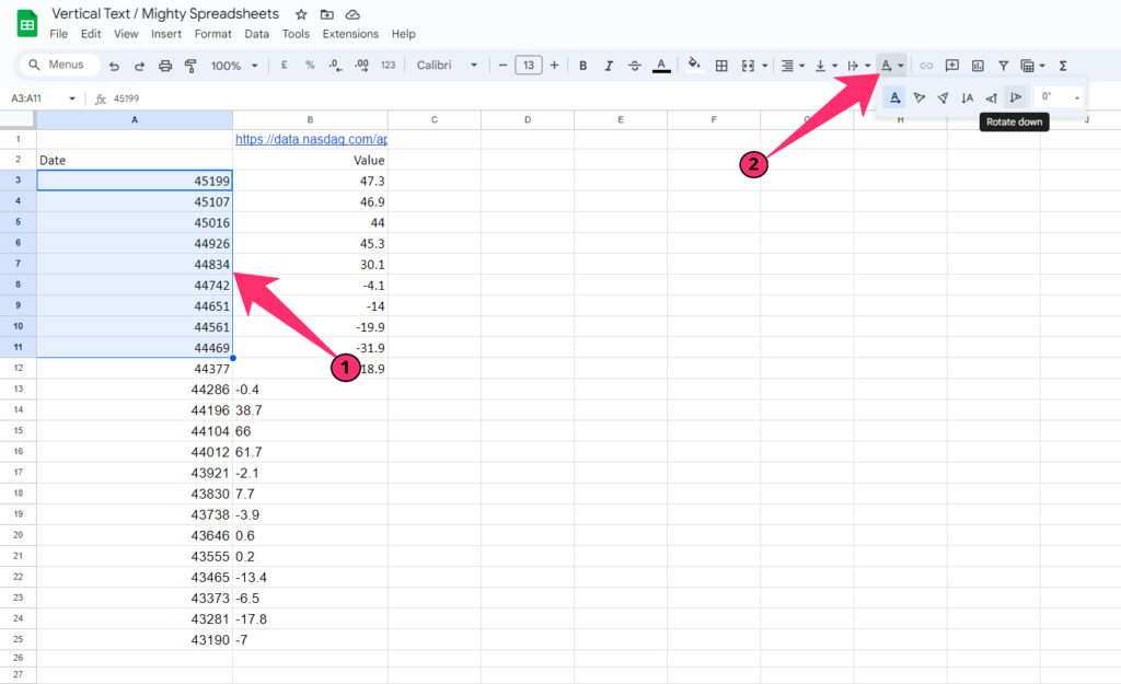 Vertical Text In Google Sheets To Range Of Cell