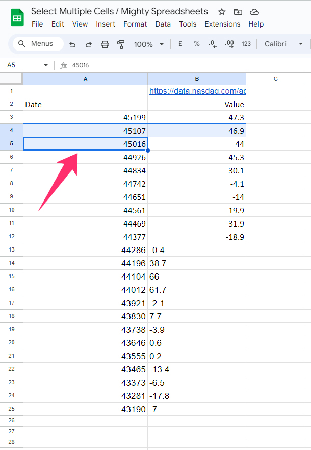 select cell using Ctrl