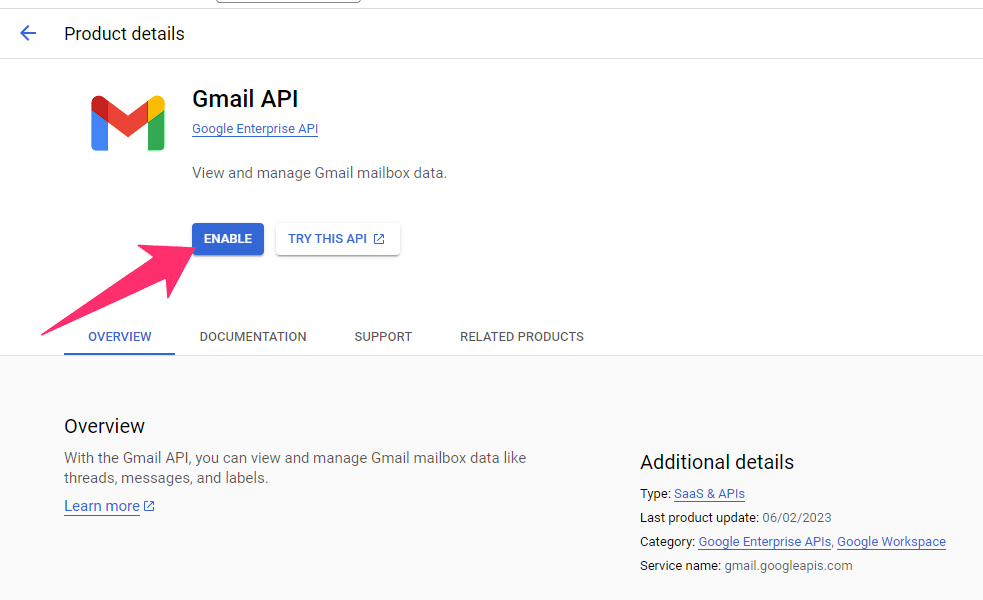 enable Gmail API