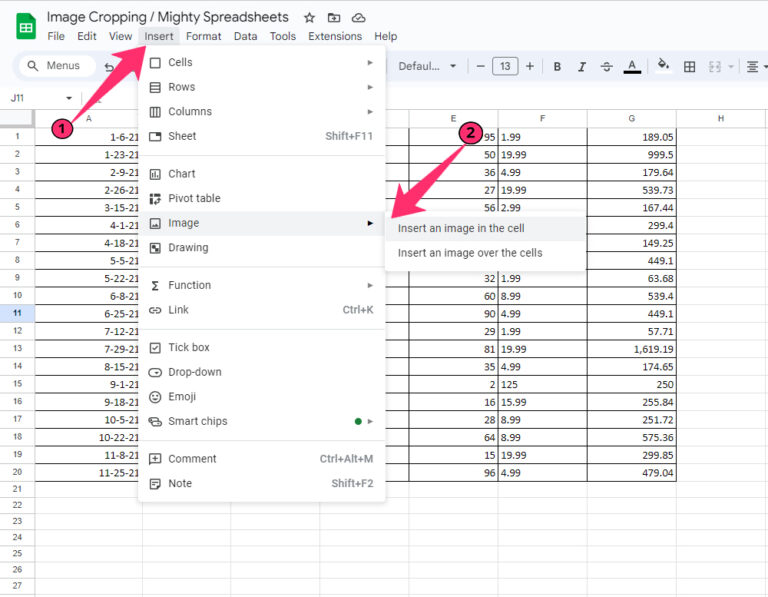 Spreadsheet Insert Image Tutorial The Ultimate Google Sheets Image Cropping Tutorial - Mighty Spreadsheets